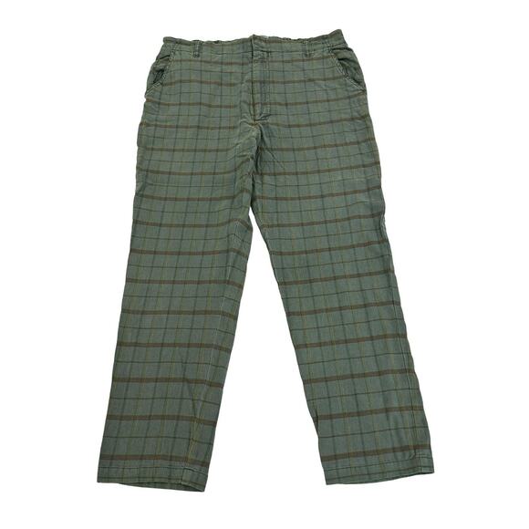 Sundance Linen Blend Ankle Pants Womens Size 6 Sage Green Plaid High Waist - Picture 1 of 7